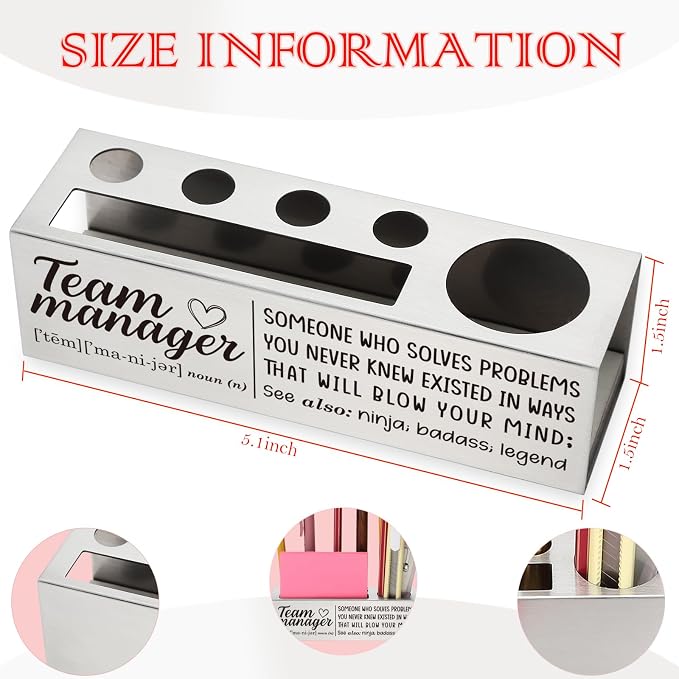 YODOCAMP Thank You Stainless Steel Pencil Holder for Team Manager, Appreciation Gift for Team Manager, Motivational Desk Organizer for Coworkers, Desktop Decor for Office TZC177