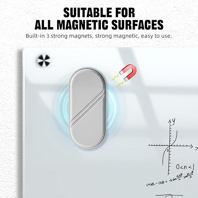 Dry Erase Eraser, Detachable Magnetic White Board Erasers - 4 Pack,Glass Board Glass Whiteboard Eraser for Office and School Supplies (Gray)