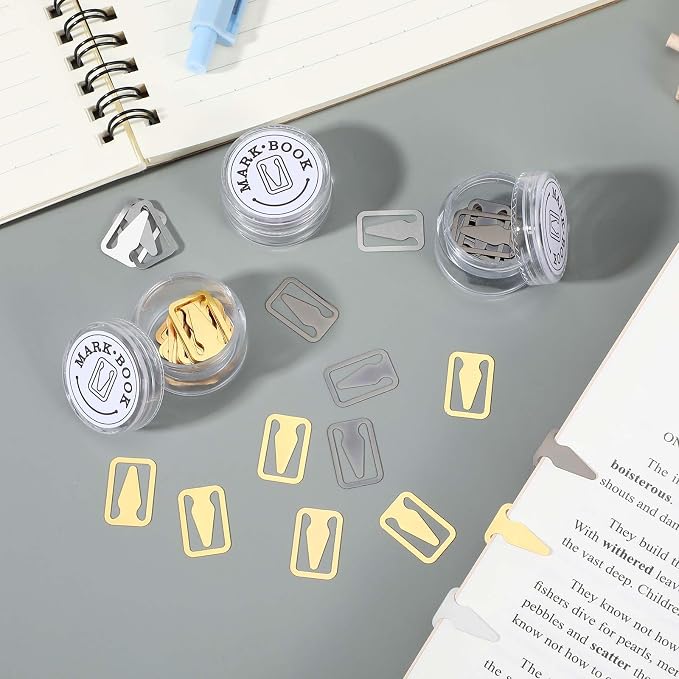 150Pcs Book Darts, Arrow Metal Bookmark, Cute Book Line Markers, 3 Colors Bookmark Clip, Portable Page Markers for Students, Teacher, Readers, Book Lovers, Men and Women(Steel Color, Gold, Black)