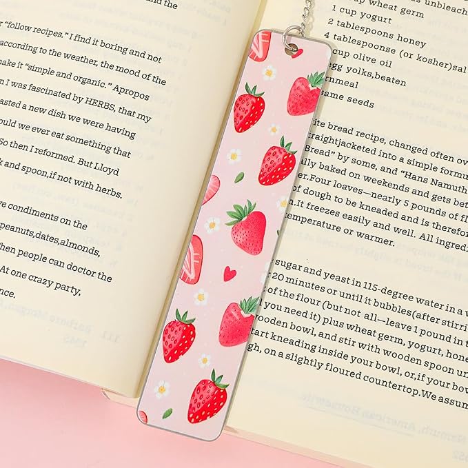 Pink Bowknot Stainless Steel Bookmark - Printed with Cute Bowknot Patterns & Equipped with Heart Pendants, Ideal for Female Readers, Perfect Birthday Gift for Girlfriends (Double-Sided C)