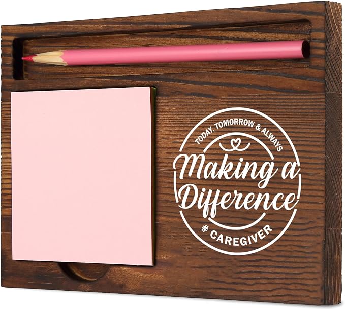 Caregiver Making a Difference Thoughtful Gift for Home Care Nurses Hospice Workers Healthcare Assistants, Functional Desk Organizer, Work Desk Retro Note Pad Holder SDZ322