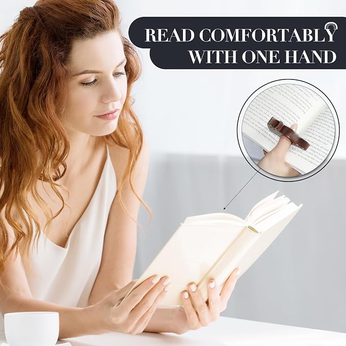 Thumb Book Page Holder, Page Holder for Reading, Cat-Shaped Walnut Wood, Smooth One-Handed Reading Accessory for Book Lovers