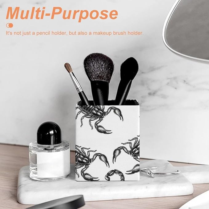 Women's Fashion Pencil Pen Holder Cup, Waterproof Office Supplies, Waterproof Multifunctional Office Supplies Black Scorpion