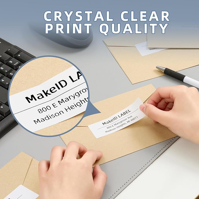 MakeID Labels for P1 Label Printer, 2.13'' x 3.98''(54x101mm) Thermal Sticker Label Tape Refill, Tear-Proof and Waterproof, 1 Roll of 310 Labels-White