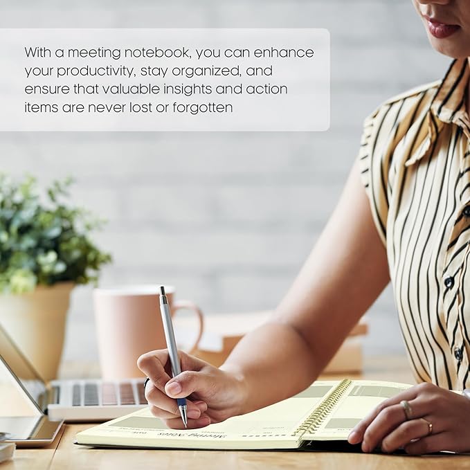 Taja 6 Pack of Meeting Notebook for Work Organization - Work Planner Notebook with Action Items, Agenda Planner for Note Taking, 160 Pages (6.9" X 9.9") Project Organizer for Men & Women - Multi