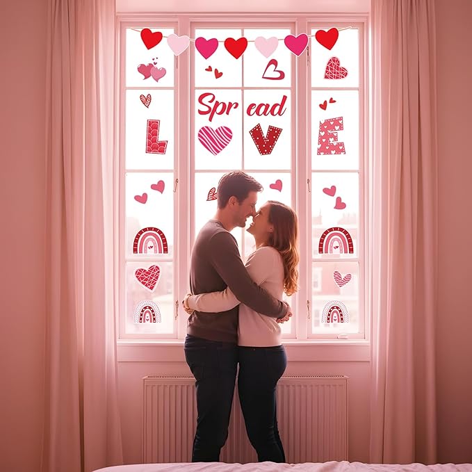 Valentine's Day Bulletin Board Decoration Set Heart Bulletin Board Borders for Bulletin Board Happy Valentine's Day Party Classroom Decorations Malibox Chalkboard Wall Door Decor