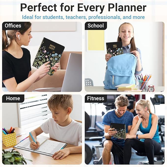 Academic Planner 2026–2027, Weekly & Monthly Calendar Planner, July 2026 – June 2027, Hardcover Agenda Book with Tabs, A5 (6.3" x 8.5"), Daily Organizer for Students, Teachers & School Supplies, Wild Flowers (Jul 2026–Jun 2027)