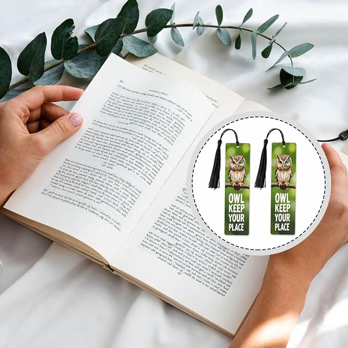 Owl Bookmarks 5 Pcs with Tassels Keep Your Place Animal Bird Tree Branch Wooden Bookmarks for Reading Women Students Teacher Reader