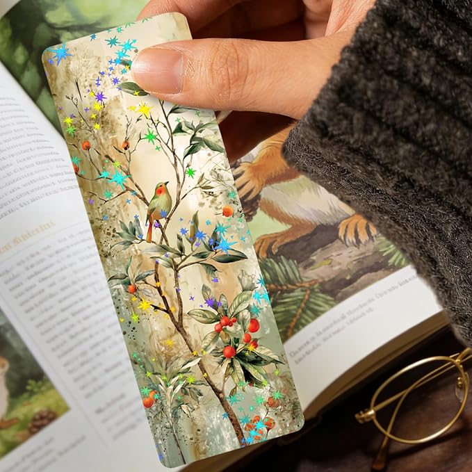 48 Pcs Woodland Animals Bookmarks, Vintage Watercolor Animals Paper Bookmark Bulk for Women Man, Forest Trees Book Mark Gift for Reading Lovers Library Accessories