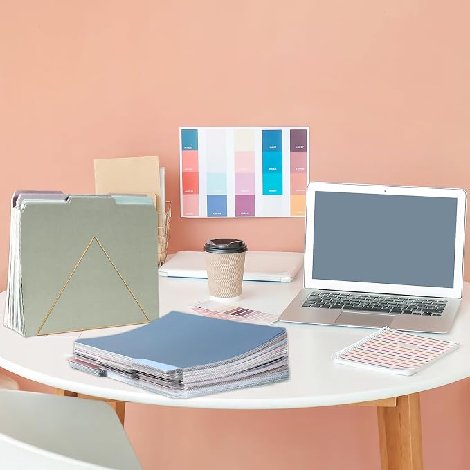 gisgfim 12 Pcs Two Tone Colored File Folders 1/3 Cut Tab Letter Size Manila File Folder with Tabs Decorative Assorted Position File Folders for Office School Business Home Organizer