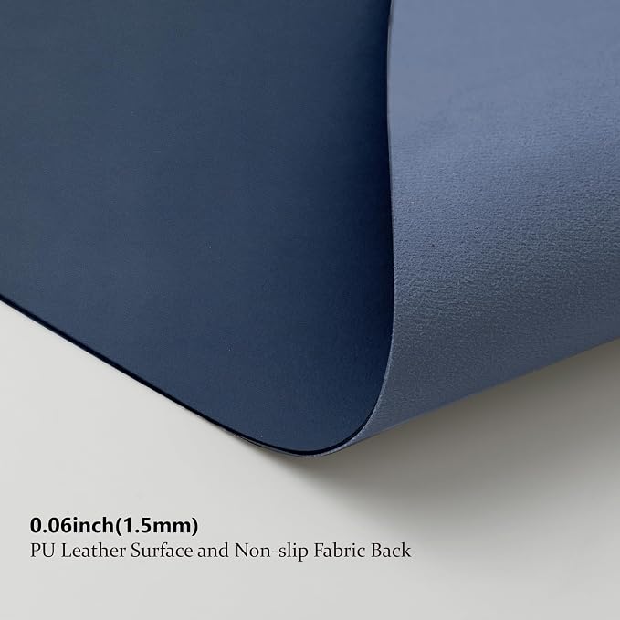Large Desk Mat - 47.2"x 17" Non-Slip PU Desk Pad for Office and Home - Ideal for Large Mouse Pad and Desk Mats on Top of Desks(Dark Blue)