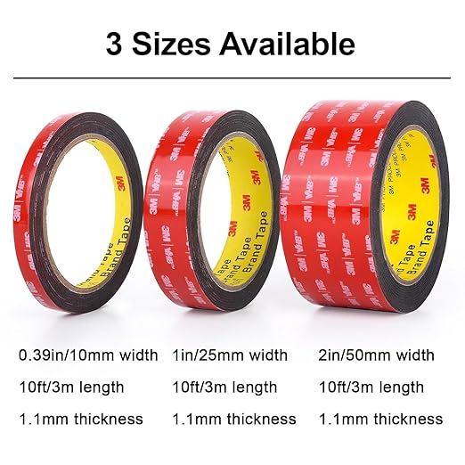 3M Double Sided Tape Heavy Duty Mounting Tape Strong Adhesive Tape Waterproof Foam Tape Picture Hanging Strips for LED Strip Light Indoor and Outdoor (0.39in X 10ft)