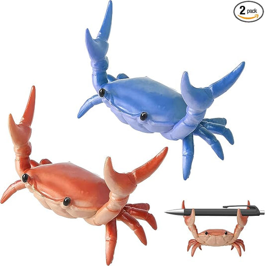 2PCS Desk Crab Pen Holder,Creative Crab Shaped Pen Holder for Desk,Weightlifting Crab Pencil Holders,Crabs Penholder Bracket Storage,Funny Desk Decor for Small Items at Home,Office ,School,Shop Window