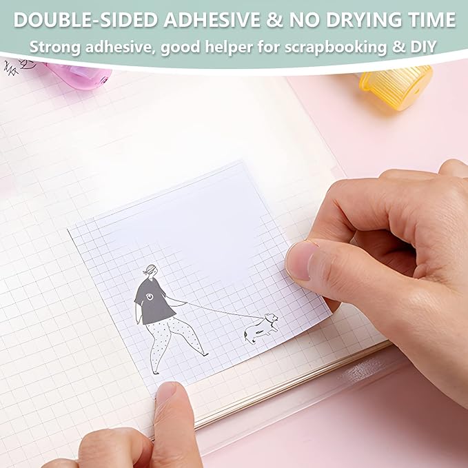2 In1 White Correction Tape and Double Sided Tape Roller, Quick Dry Japan Correction Tape, with Permanent Adhesive Tape Runner,for Office Instant Correction & Scrapbook Supplies