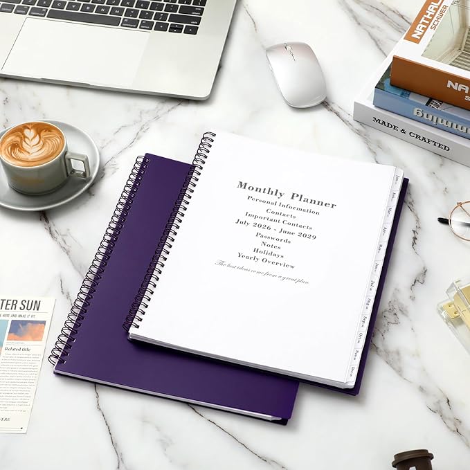 2026-2029 Monthly Planner - 3 Year Monthly Planner 2026-2029, Jul 2026 - Jun 2029, 9" x 11", 3 Year Calendar with Tabs - Purple