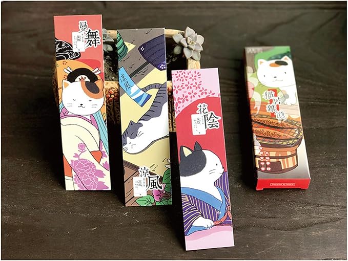 Cute Funny Animal Theme Colorful Bookmarks, 30 PCS (Japanese Cats)