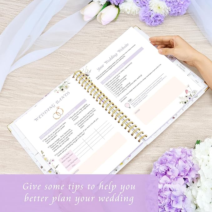 Wedding Planner Book and Organizer, Bridal Wedding Book Planner with Tabs and Sticker to Guide Entire Wedding Process, Checklists, Countdown Calendar, Ceremony Outline, Perfect Engagement Gift for Her, Bride Gifts for Bride to Be (11.5"x 9.5")