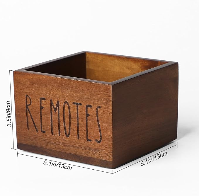 LBEMEY Acacia Wood Remote Holder, Control Organizer for TV - Home, Living Room, Bedroom - Wooden Remote Box (Brown, M, 3+ Remotes)