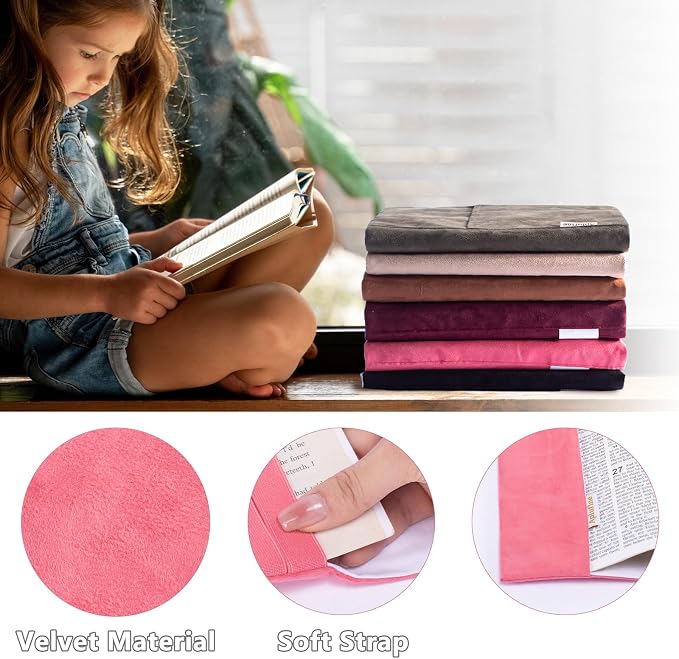 APLUFINE Velvet Book Cover for Paperbacks, Reusable Fabric Book Cover with Pockets, Adjustable Book Protector for Softcover Books, Journals & Bibles