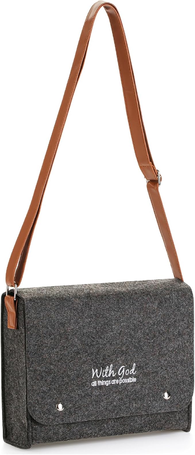 Mr. Pen- Felt Bible Cover Case, Medium Size, Felt Carrying Book Case with Leather Straps, Bible Protective Church Bag for Men & Women, Christian Gifts, Gray