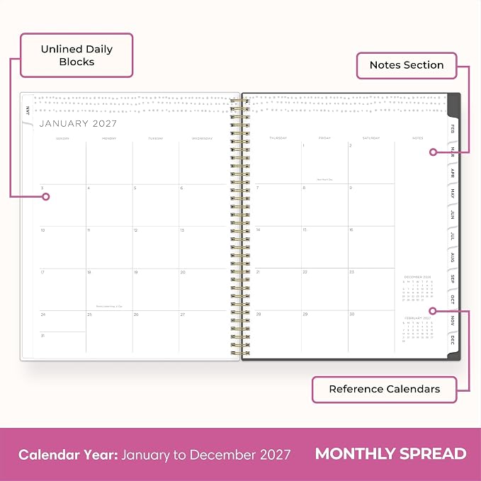 Blue Sky Kelly Ventura 2026 Weekly and Monthly Planner Calendar, January 2026 - December 2026, 8.5" x 11", Flexible Cover, Laminated Tabs, Durable Twin Wire Binding, Storage Pocket, Includes Sticker Sheet, Midnight Garden