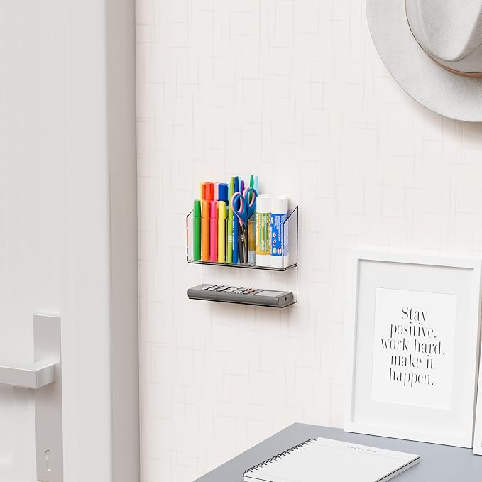 Yieach Clear Magnetic Dry Erase Marker Holder for Whiteboard,Non-Slip Magnet Expo Marker Holder and Magnetic Cup for Dry Erase Markers,Acrlic Pencil Pen Holder for Locker,Classroom,White Board,Office