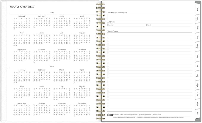 Blue Sky 2027 Weekly and Monthly Planner Calendar, January 2027 - December 2027, 8.5" x 11", Flexible Cover, Laminated Tabs, Durable Twin Wire Binding, Storage Pocket, Sophie