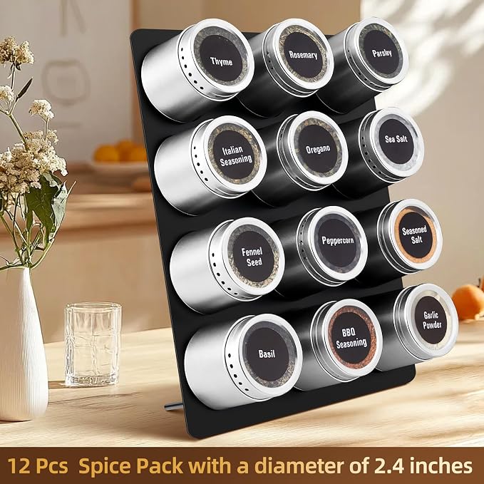 Magnetic Metal Display Bulletin Board, 4 Pack, Black Vertical | 11x8 Inch, Includes 12 Magnets, For Memos Messages Photos, Home School Kitchen Office