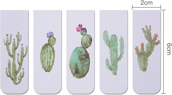 Chinco 10 Pieces Magnetic Bookmarks Clips Magnet Page Markers Assorted Book Markers Set for Women Reading Gifts(Cactus)