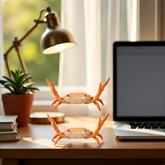 2Pcs Red Creative Crab Pen Holder Weightlifting Crabs Pen Stand Storage Rack, Office Desktop Decoration, Pencil Holders Desk Supplies Holders and Dispensers, Desk Accessories and Workspace Organizers