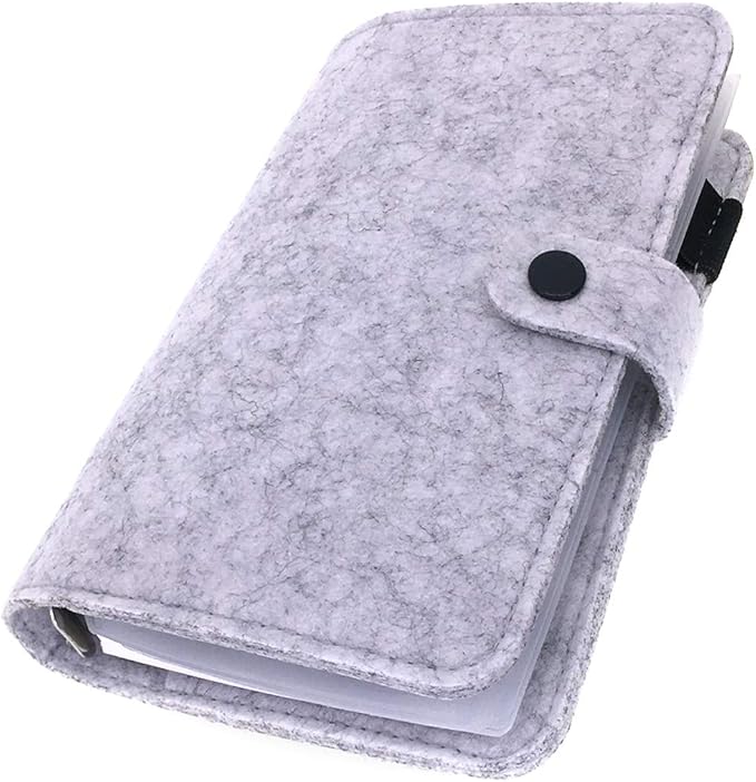 A6/ A5 6-Holes Felt Cover Round Ring View Binder File Folder for Loose Leaf Sheet Protectors/Notebook Refill/DIY Scrapbooking/Binder Cover Protector (Cool Gray, A6 Combo)