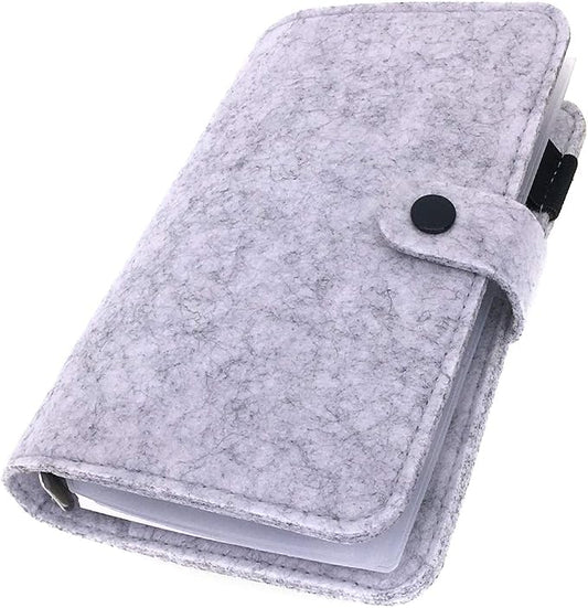 A6/ A5 6-Holes Felt Cover Round Ring View Binder File Folder for Loose Leaf Sheet Protectors/Notebook Refill/DIY Scrapbooking/Binder Cover Protector (Cool Gray, A6 Combo)
