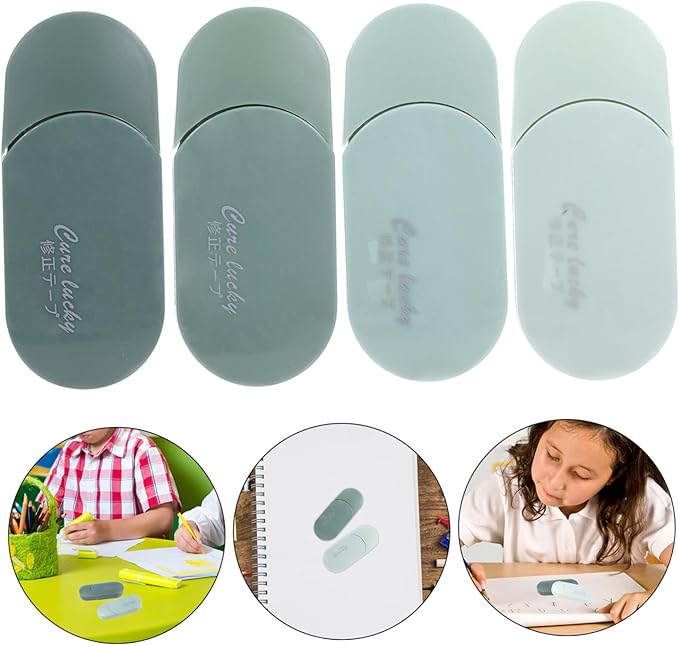 KALLORY 6pcs Correction Tape for Students Green Aesthetic Correction Supplies for Instant Writing Fixes at Home School and Office Easy to Apply Portable and Student-friendly