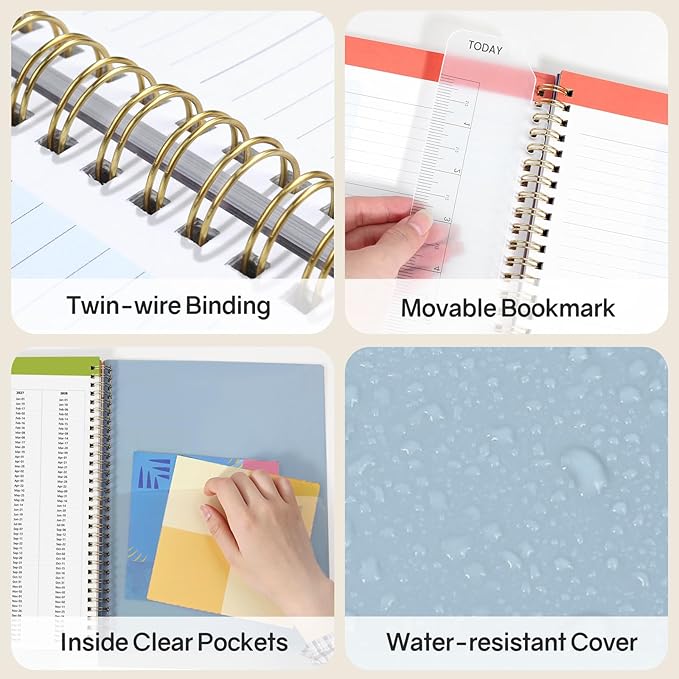 SUNEE Teacher Planner 2026-2027 Academic Year, 7 Periods Lesson Plan Book Jul 2026 - Jun 2027, 8.5"x11" Daily Weekly Monthly Organizers Vertical Layout with Calendars, Bookmark, Waterproof Cover, Blue