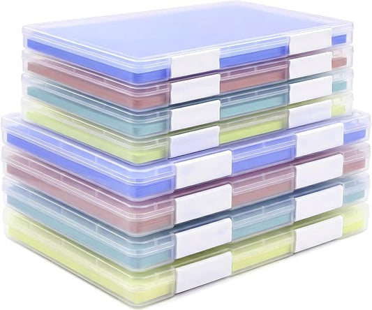 8 Pcs Clear A4 A5 File Box, A4 Paper Organizer Box, Scrapbook Paper Storage for 9.8" x 12.4" US Letter, Plastic Containers for Craft and Arts Supplies, Board Game, File Holder Organizer 9" x 12" (8)