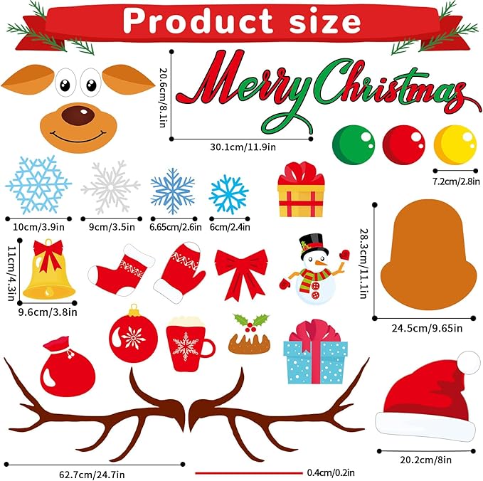 Christmas Bulletin Board Set Classroom Decorations Large Elk Snowflakes Paper Cutouts Merry Christmas Bulletin Boards Xmas Classroom Supplies for Kids Winter School Nursery Home Chalkboard Wall Decor