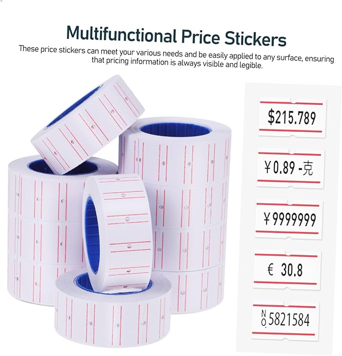 Tofficu 10rolls Paper Price Labels Self-Adhesive Stickers for Retail Small Price Tags Marking Labels Easy to Spot Items