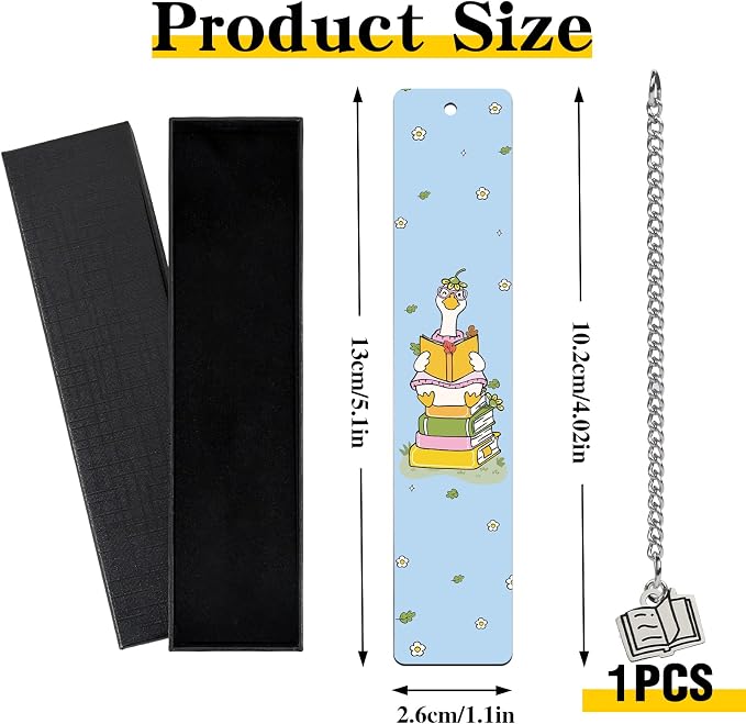 Cute Goose Metal Bookmarks - Funny Silly Book Mark for Reading Women Blue Personalized Page Makers for Kids Book Lover Bookish Reader Students Birthday Gifts School Office Club Accessories