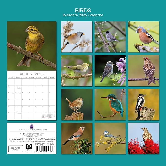 The Gifted Stationery 16 Month Square Wall Calendar - 2026 Wall Planner with 180 Planner Stickers - Hanging Calendar for Home & Office - Sept 2025-Dec 2026, 12 x 12 in