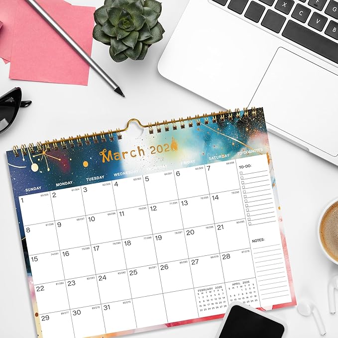 2026-2027 Wall Calendar - Includes January 2026 to June 2027, 18-Month Paper Wall Calendar 11 x 8.5 Inches.Thick Paper with Julian Dates and Block for New Year and Christmas Holidays To-dos ＆ Notes (I)