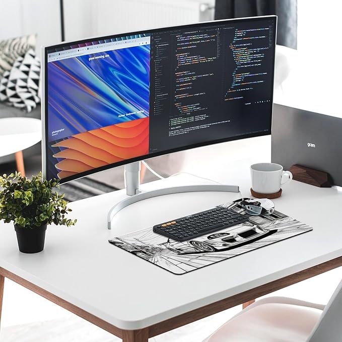 Large Mouse Pad JDM Car Sup Drifting Desk Mat Computer Accessories Gaming Office Organizers Supplies Decor Essentials Keyboard Pads for Desk Rubber 30x60cm