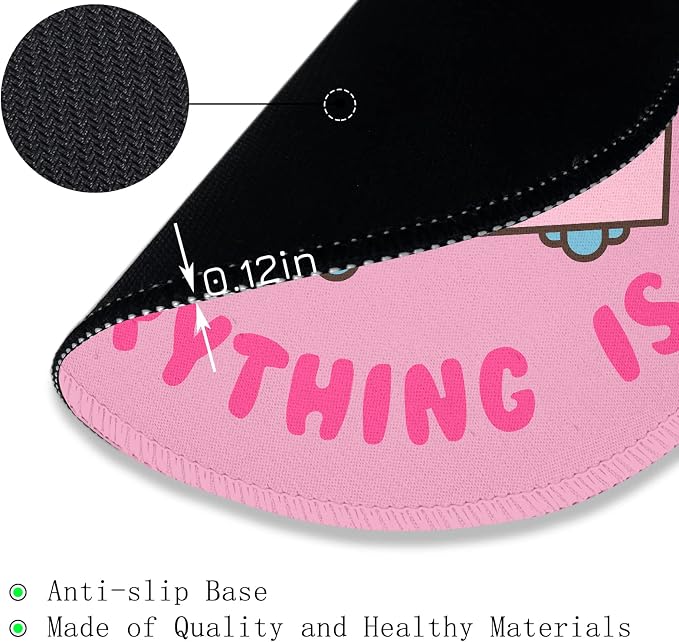 Pink Round Mouse Pad for Desk, Cute Office Decor for Women, Dumpster on Fire Small Mousepad，Stitched Edge Non-Slip Rubber Base, Personalized Computer Mouse Pads for Wireless Mouse，Desk Accessories