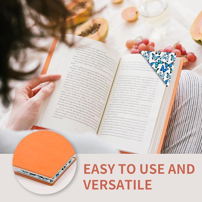 Cute Leather Bookmarks, Fun Triangle Making Corner Bookmark, Book Accessories for Reading Book Lovers, Unbreakable Page Markers for Women Men Cute Butterfly