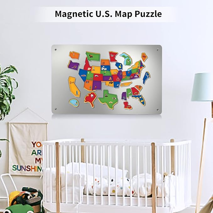 17.7" x 11.8" Stainless Steel Magnetic Board - Magnet Bulletin Board to Display Magnetic Letters Numbers Animal, Poetry, Spice Jars, Notes, Photos, Suitable for Wall, Refrigerator, Cubicle, Cabinet