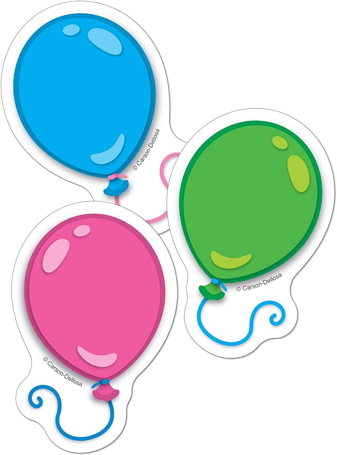 Carson Dellosa 36-Piece Balloon Cutouts, Colorful Cardstock Happy Birthday Bulletin Board Decorations for Party, Name Tags, Labels, and Classroom Decor