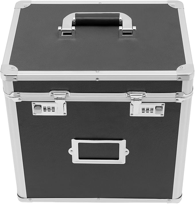 Locking File Organizer Box,Portable File Organizer Storage Chest with Handle Letter Box,13.8 x 10 x 13.4 Inch Metal File Cabinet for Filing Office Documents Letter/Legal File Storage (Black)