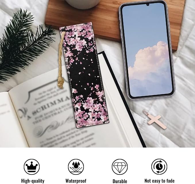 2 Pieces Bookmark for Men Women Book Lovers Ideal for Birthday Present, Teachers Appreciation Pink Cherry Blossoms Bookmarks for Women Teacher