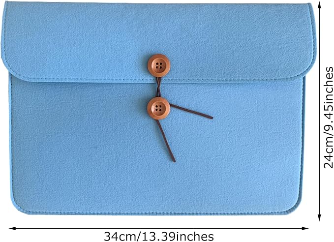 A4 Document Holder Felt File Folder Paper Portfolio Case Letter Envelope Folders with String Tie Closure (1, Sky Blue)