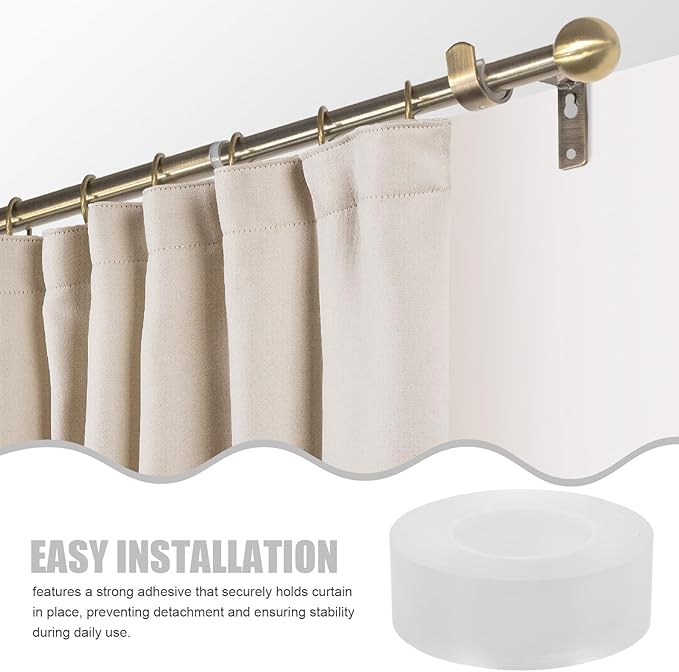 SOLUSTRE 2 Rolls Curtain Rod Tape Clear Transparent Silent Curtain Ring Sliding Tape Connection Ramp and Transition Cover for Living Room Bathroom Shower