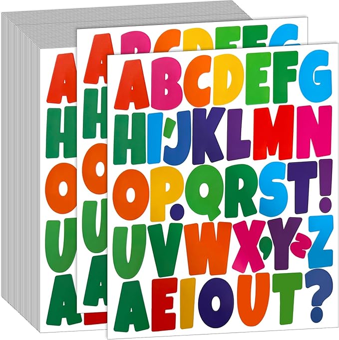 Bemeol 1368 Pieces Bulletin Board Letters 2 Inch Alphabet Letter Stickers Self Adhesive Sticker Letters for Bulletin Poster Board Classroom Mailbox Door Home Decor(Colorful)